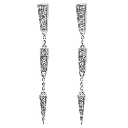 18K White Gold Dangle Chain Graduated Bars Earrings w/26Diams=.34ctw VS H-I #DB8E02