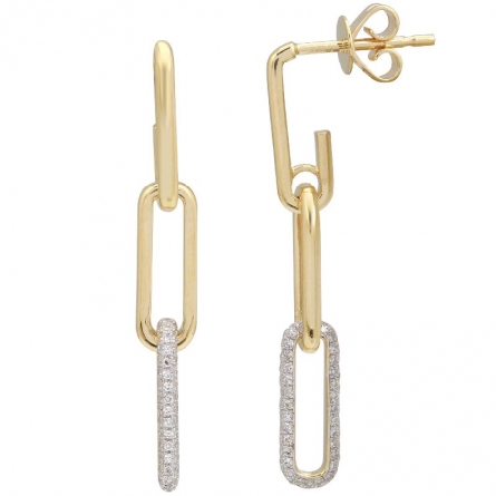 14K Yellow and White Gold Dangle Paperclip Earr...