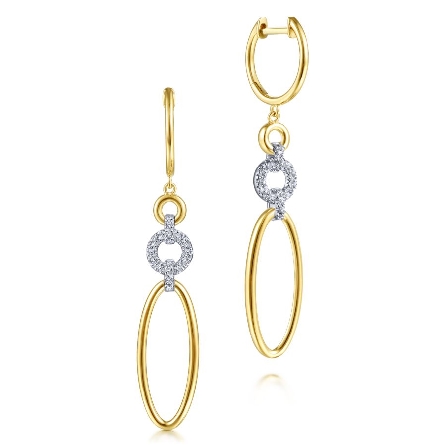 14K Yellow and White Gold Dangle Open Oval Earr...