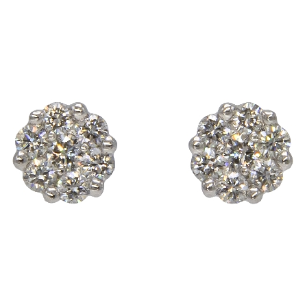 14K White Gold Cluster Stud Earrings w/Diams=.32ctw SI H-I #E-1272-H (M1457)