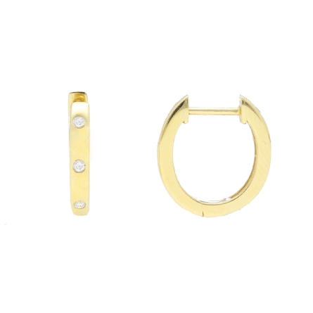 14K Yellow Gold Burnish Set Huggie Earrings w/6...