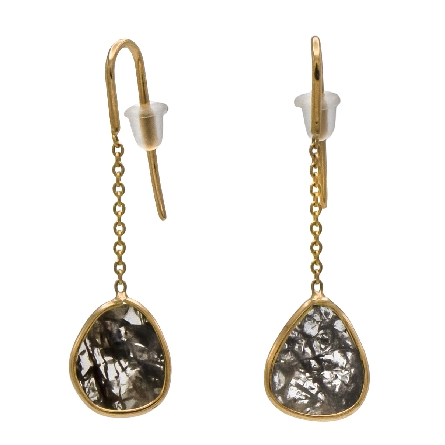 18K Yellow Gold Bezel Drop Earrings w/Diamond S...