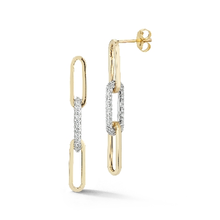 14K Yellow and White Gold Paper Clip Earrings w...