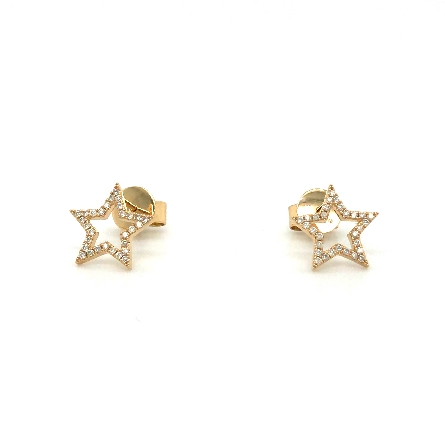 18K Yellow Gold 10mm Open Star Stud Earrings w/...