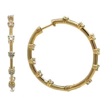 14K Yellow Gold In and Out Raised Hoop Earrings...
