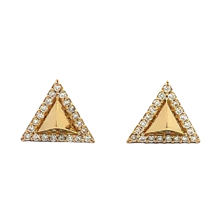 14K Yellow Gold Pyramid Post Earrings w/Diams=....