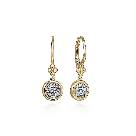 14K Yellow and White Gold Gabriel Round Pave Cl...