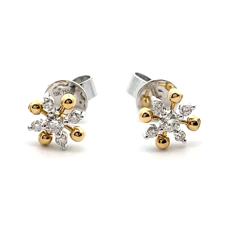 18K Yellow and White Gold 9mm Starburst Earring...