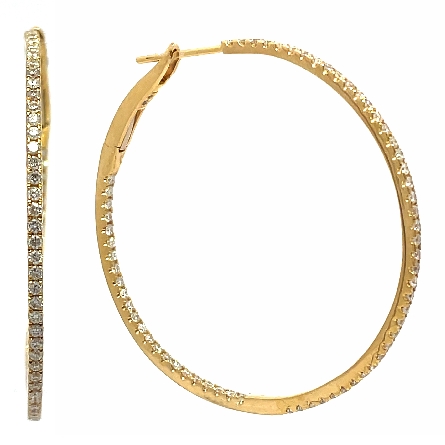 18K Yellow Gold 1 1/2inch In and Out Hoop Earri...