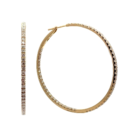 18K Yellow Gold 1 3/4inch In and Out Hoop Earri...