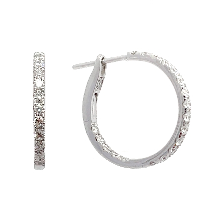 18K White Gold 3/4inch In and Out Hoop Earrings w/42Diams=.87ctw SI2 H-I #HE0E02
