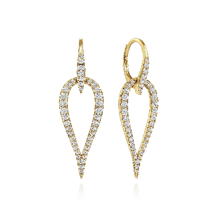 14K Yellow Gold Gabriel Open Teardrop Leverback...