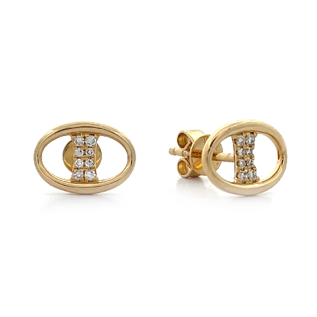 14K Yellow Gold Mariner Link Post Back Earrings...