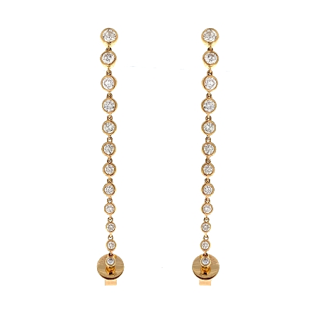 18K Yellow Gold Graduated Bezel Drop Earrings w...