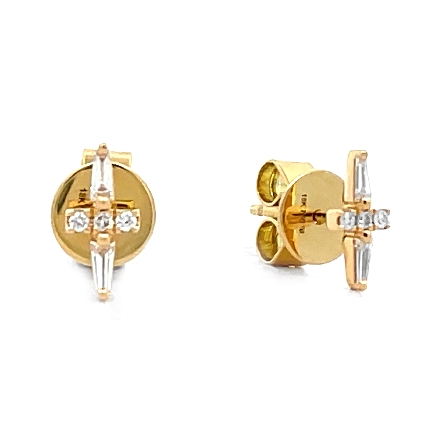 18K Yellow Gold Starburst Post Earrings w/10 Ta...