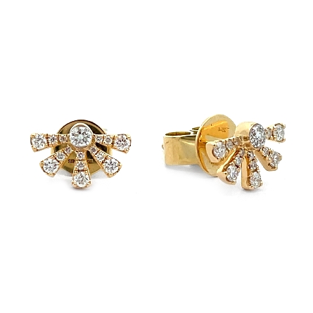18K Yellow Gold Fan Post Earrings w/32 Diams=.2...