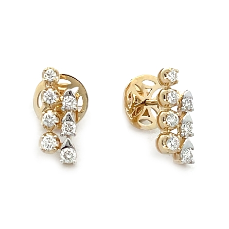 14K Yellow Gold 2Row Stud Earrings w/Diams=.48c...