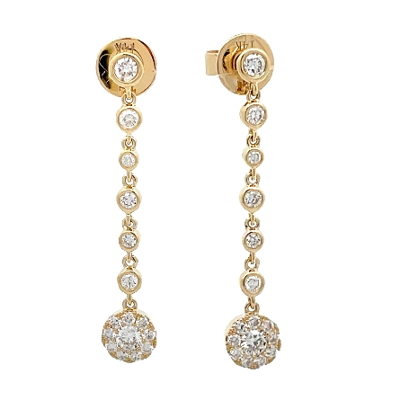 14K Yellow Gold Bezel and Cluster Halo Dangle E...