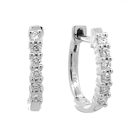 14K Yellow Gold Huggie Hoop Earrings w/Diams=.1...