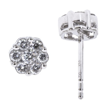 14K White Gold Cluster Stud Earrings w/Diams=.4...