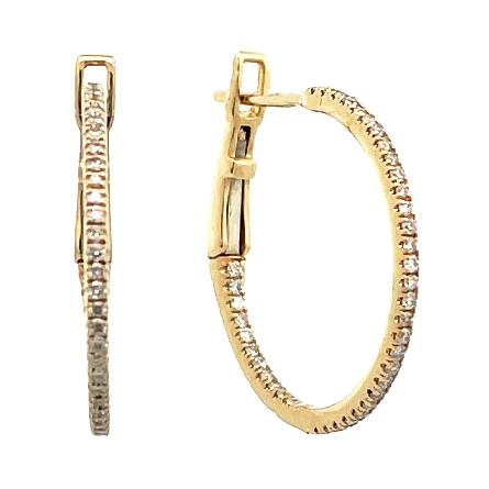 14K Yellow Gold Thin In and Out Hoop Earrings w...