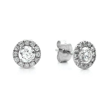 14K White Gold Outline Halo Stud Earrings w/Dia...