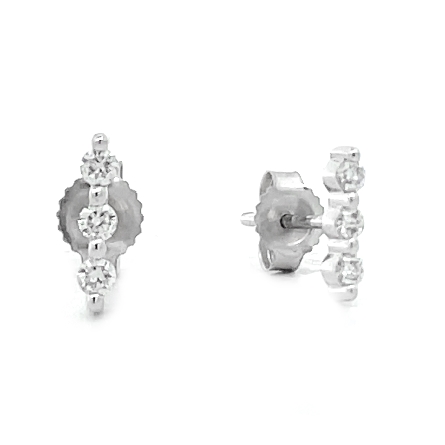 14K White Gold Bar Stud Earrings w/Diams=.15ctw...