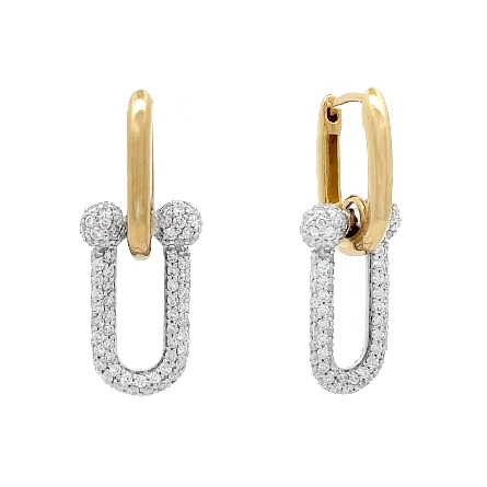 18K Yellow and White Gold Paperclip Pave Dangle...