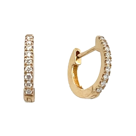14K Yellow Gold Small Huggie Hoop Earrings w/Di...