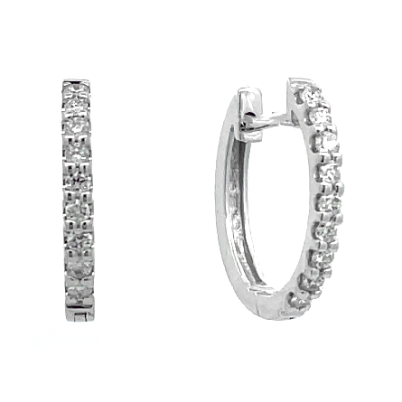 14K White Gold Huggie Hoop Earrings w/Diams=.18...