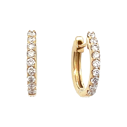 14K Yellow Gold Huggie Hoop Earrings w/Diams=.2...