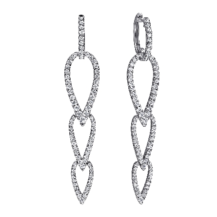 14K White Gold Pear Shape Huggie Drop Earrings ...