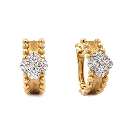 14K Yellow and White Gold Matte Beaded Edge Clo...