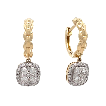 14K Yellow and White Gold Braided Huggie Hoop D...