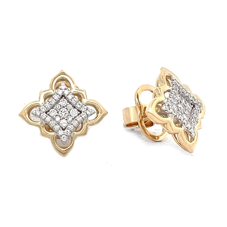 14K Yellow Gold Gabriel Swirl Design Post Earri...