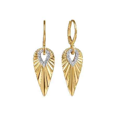 14K Yellow and White Gold Gabriel Feather Dangl...