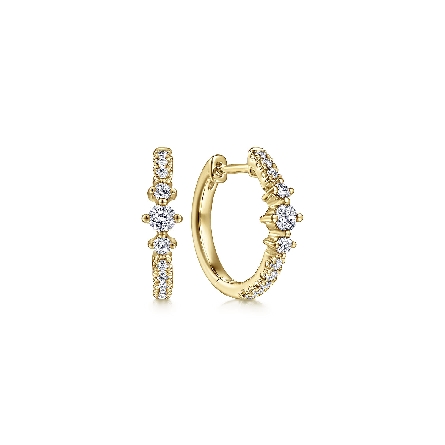 14K Yellow Gold Gabriel 15mm Tapered Huggie Hoo...