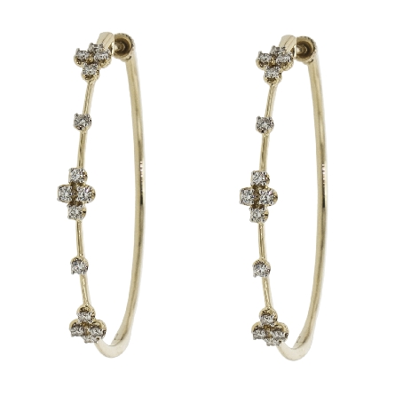 14K Yellow Gold Cluster Hoop Earrings w/Diams=....
