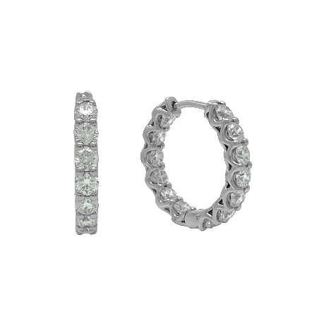 18K White Gold In and Out Hoop Earrings w/26Dia...