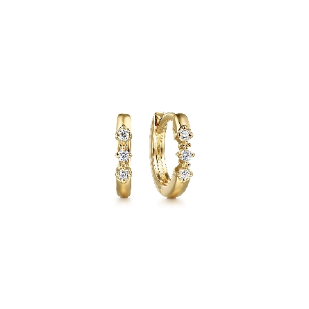 14K Yellow Gold Gabriel 10mm Huggie Hoop Earrin...