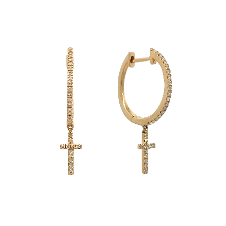 /home/earthtreasures/catalog.shopearthtreasures.com/imagedumplarge/EARTH_A11-06638.jpg 14K Yellow Gold 8mm Prong Set Cross Huggie Hoop...