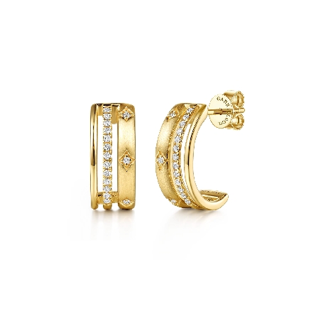 /home/earthtreasures/catalog.shopearthtreasures.com/imagedumplarge/EARTH_A11-06690.jpg 14K Yellow Gold Gabriel Multi Row Huggie Hoop E...
