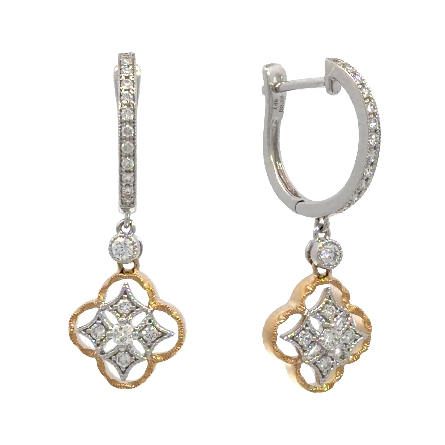 /home/earthtreasures/catalog.shopearthtreasures.com/imagedumplarge/EARTH_A11-06707.jpg 14K White and Yellow Gold Milgrain Clover Dangl...