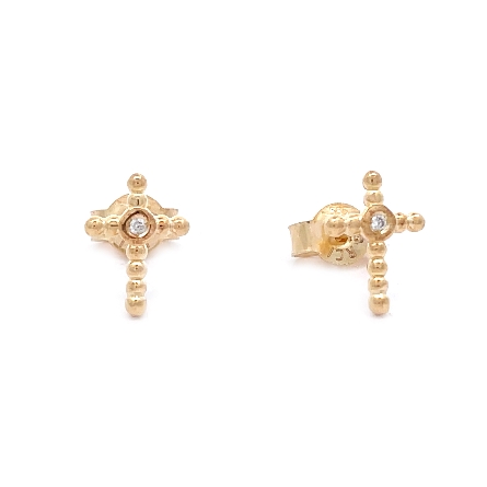 /home/earthtreasures/catalog.shopearthtreasures.com/imagedumplarge/EARTH_A11-06781.jpg 14K Yellow Gold Ball Design Small Cross Earring...
