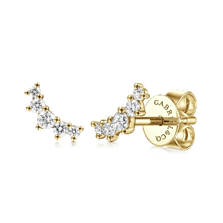 /home/earthtreasures/catalog.shopearthtreasures.com/imagedumplarge/EARTH_A11-06797.jpg 14K Yellow Gold Gabriel 5Stone Curved Stud Earr...