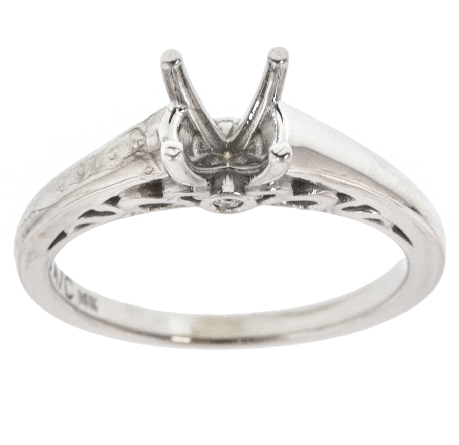 14K White Gold Solitaire Shank Engagement Ring ...