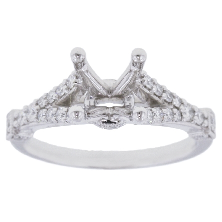 Platinum Engagement Ring Semi Mounting w/32Diam...