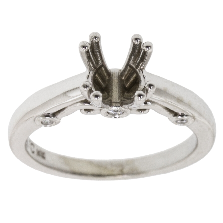 14K White Gold Engagement Ring Semi Mounting w/...