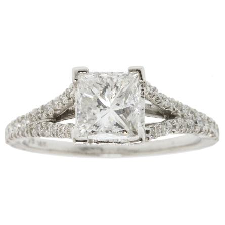 14K White Gold Split Shank Engagement Ring Semi...