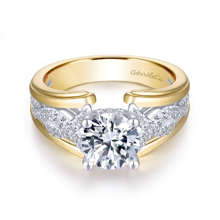 14K Yellow and White Gold ALBANY Engagement Rin...